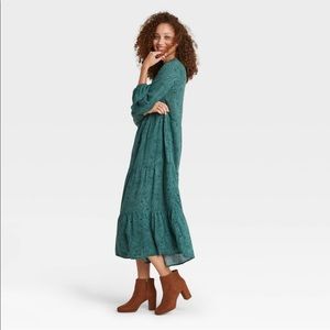 Women’s A New Day Dark green Tiered MIDI dress 🌲